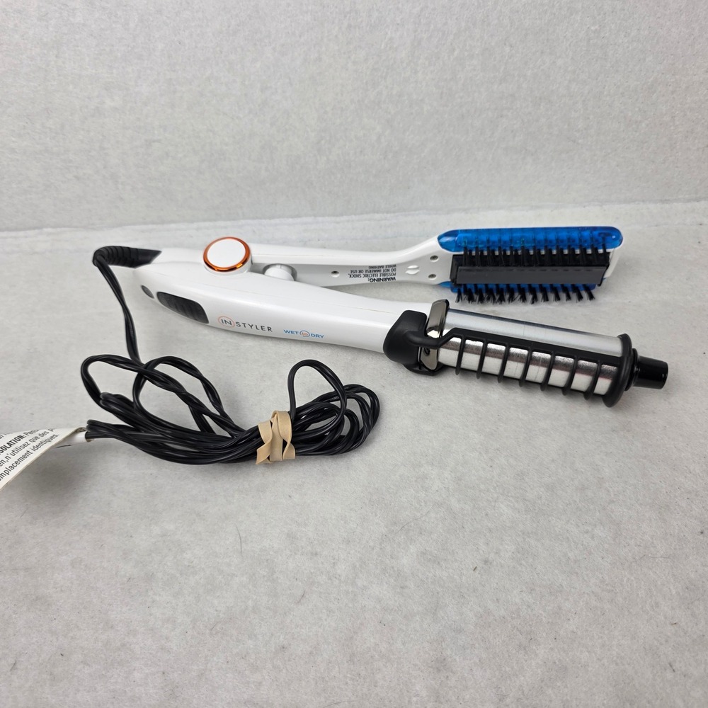 InStyler Wet to Dry Rotating Curling Iron Brush IS2.2-1001 Blue 1.25" Tested